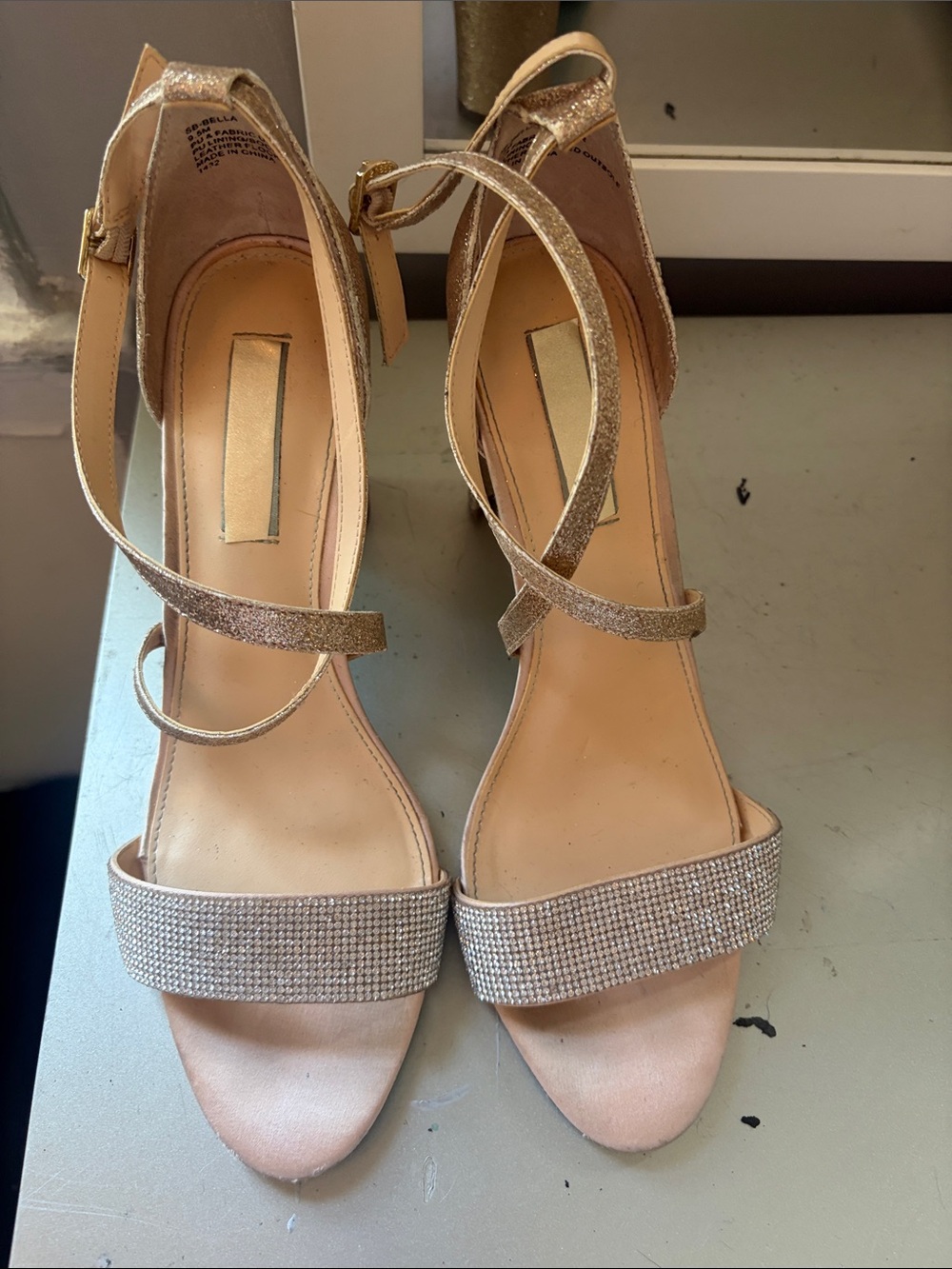 Women’s Sparkle Ankle-Strap Sandals in Champagne